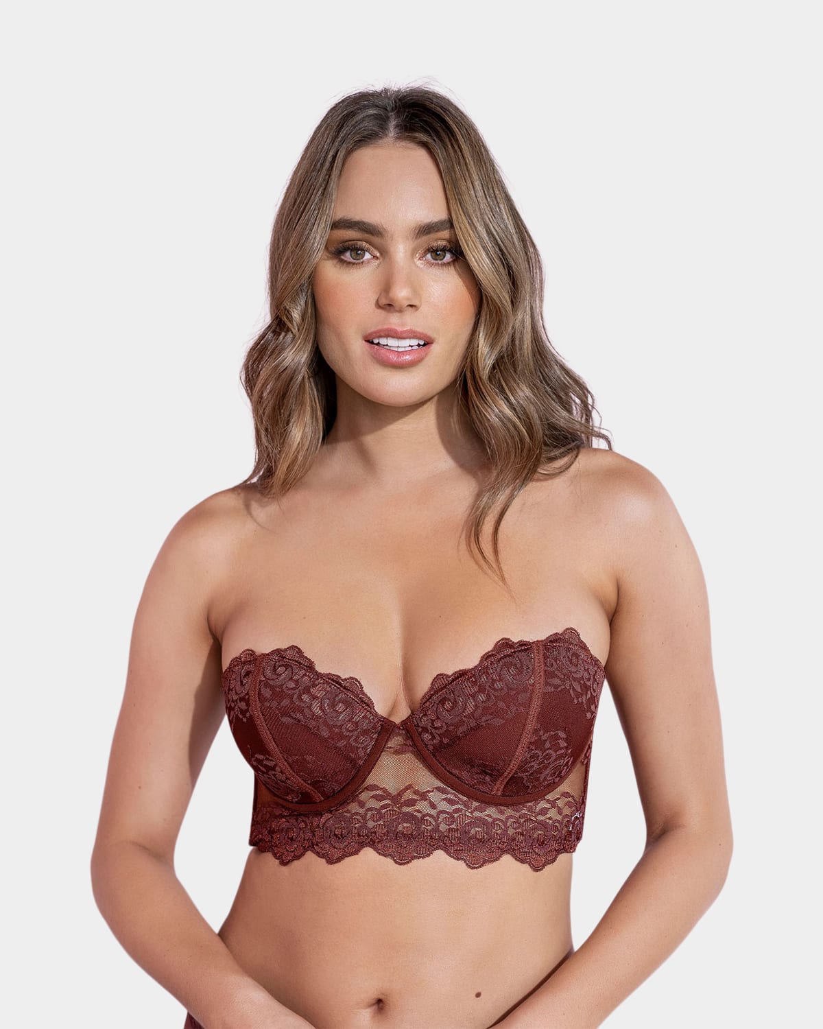 Sujetador tipo bustier de push up suave#color_a21-vino