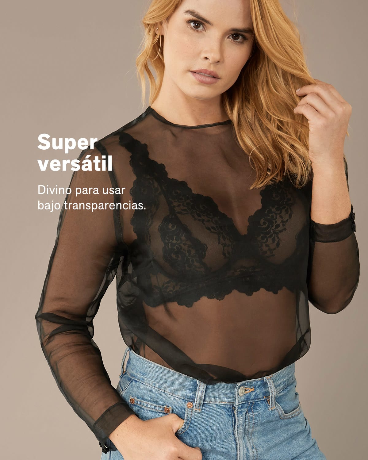 Sujetador tipo bralette en encaje y transparencias#all_variants