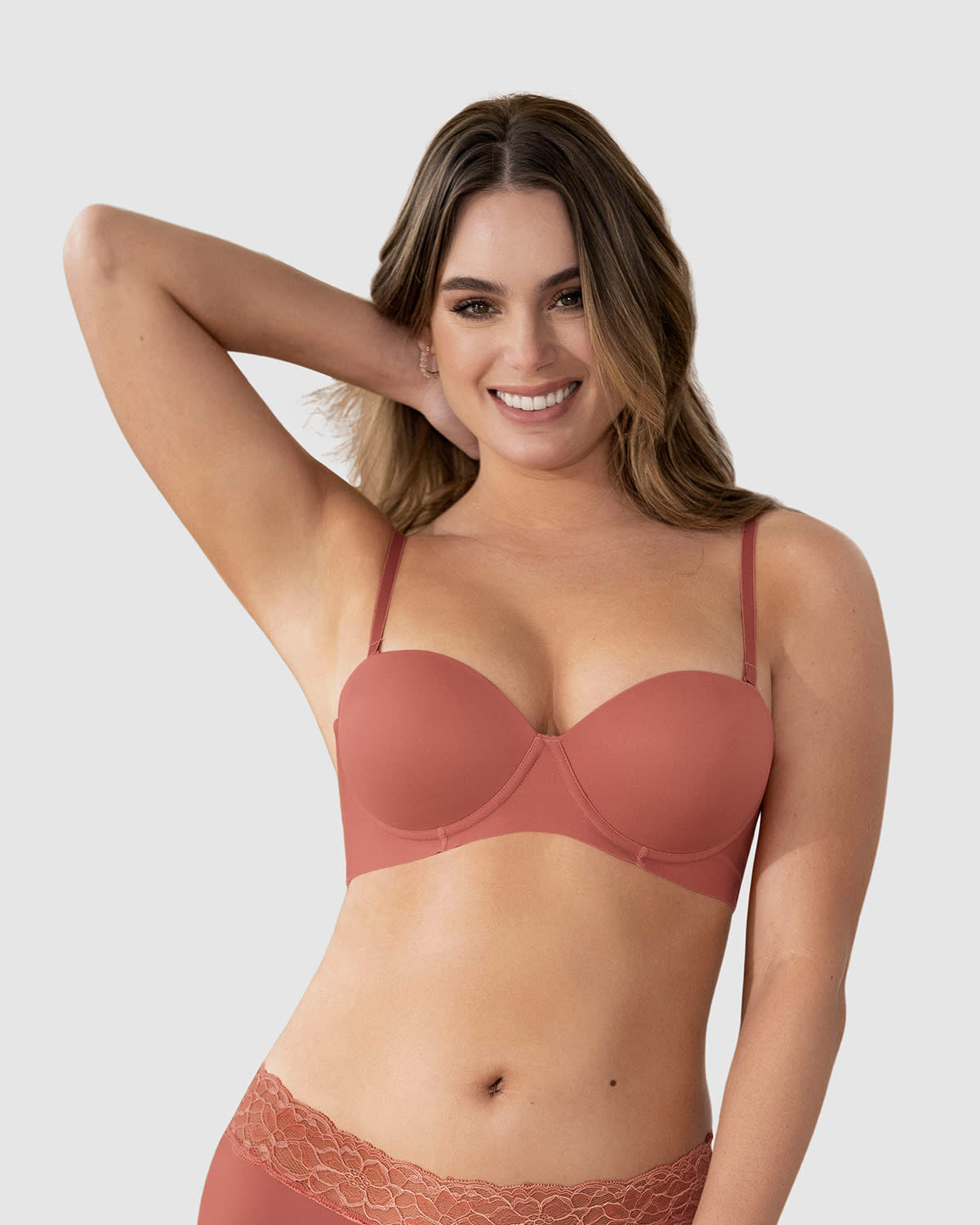 Sujetador push up sin tirantes antideslizante#color_163-terracota