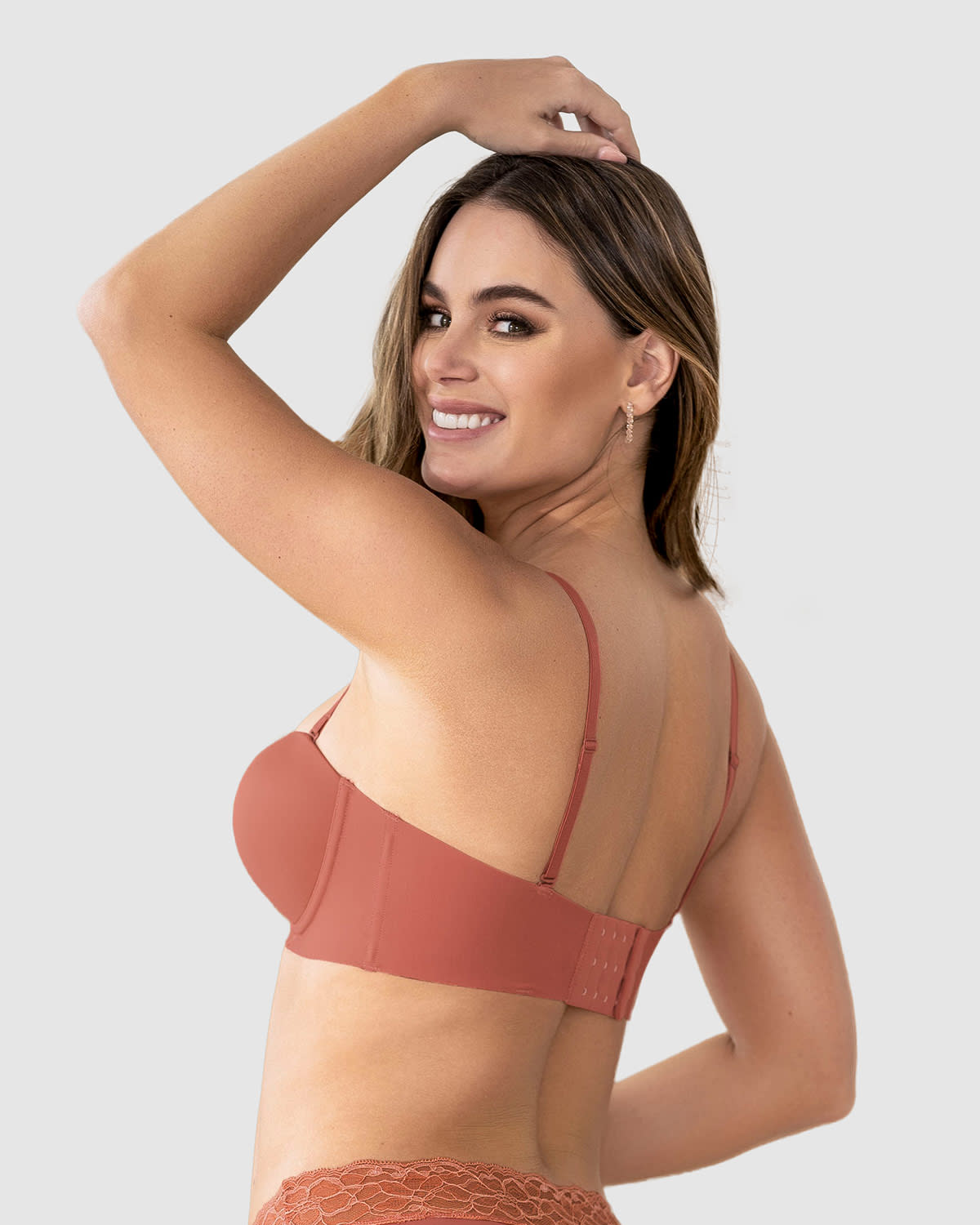 Sujetador push up sin tirantes antideslizante#color_163-terracota