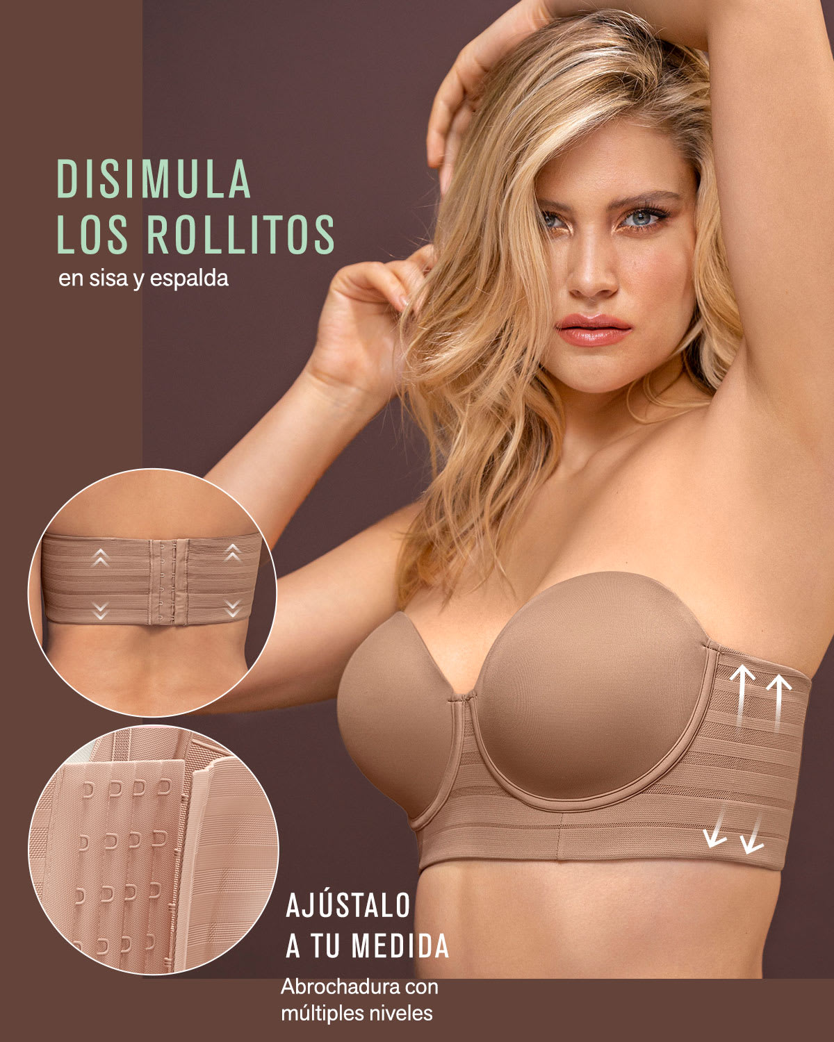 Sujetador tipo bustier support sin tirantes#all_variants