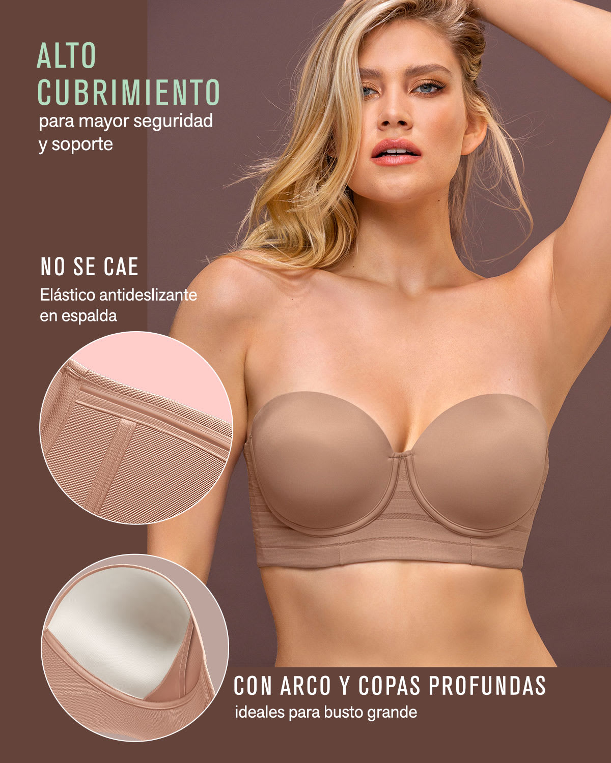 Sujetador tipo bustier support sin tirantes#all_variants