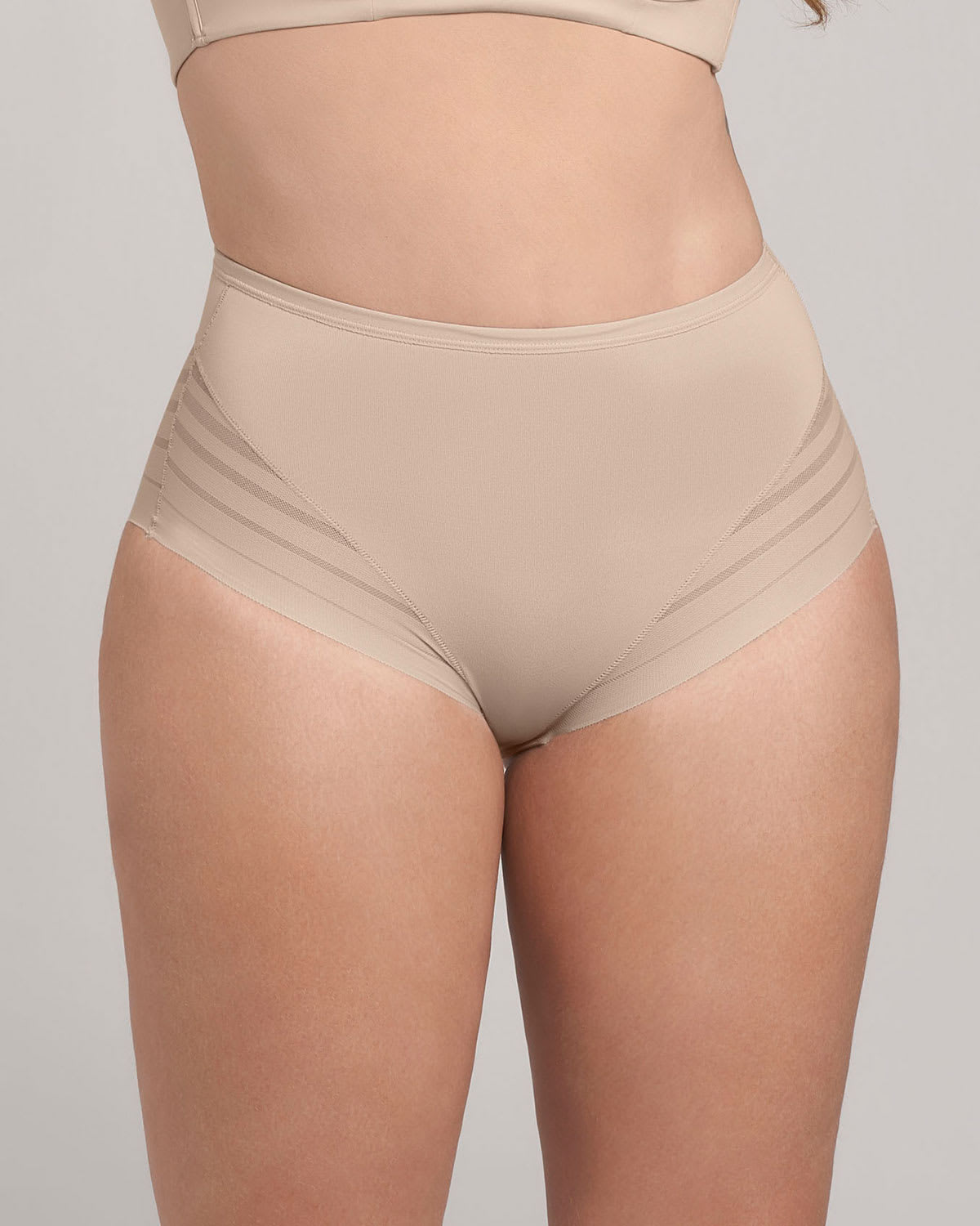Braga faja clásica con control moderado de abdomen y bandas en tul#color_802-habano-claro