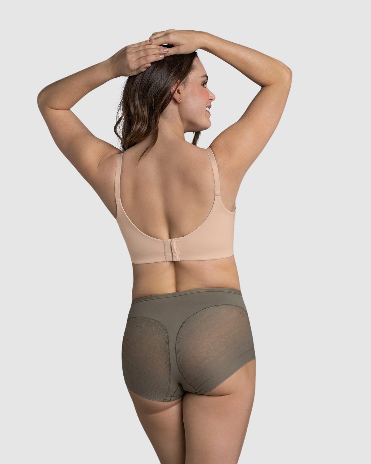 Braga faja clásica con control moderado de abdomen y bandas en tul#color_603-verde-oscuro