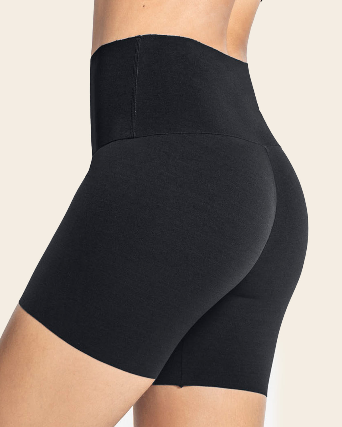 Short de control moderado aspecto invisible con fajón antideslizante#color_700-negro