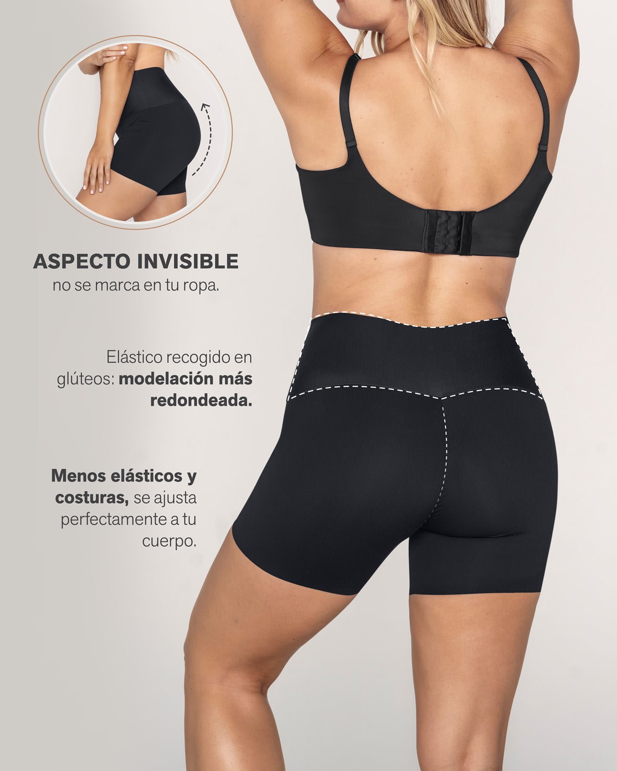 Short de control moderado aspecto invisible con fajón antideslizante#all_variants