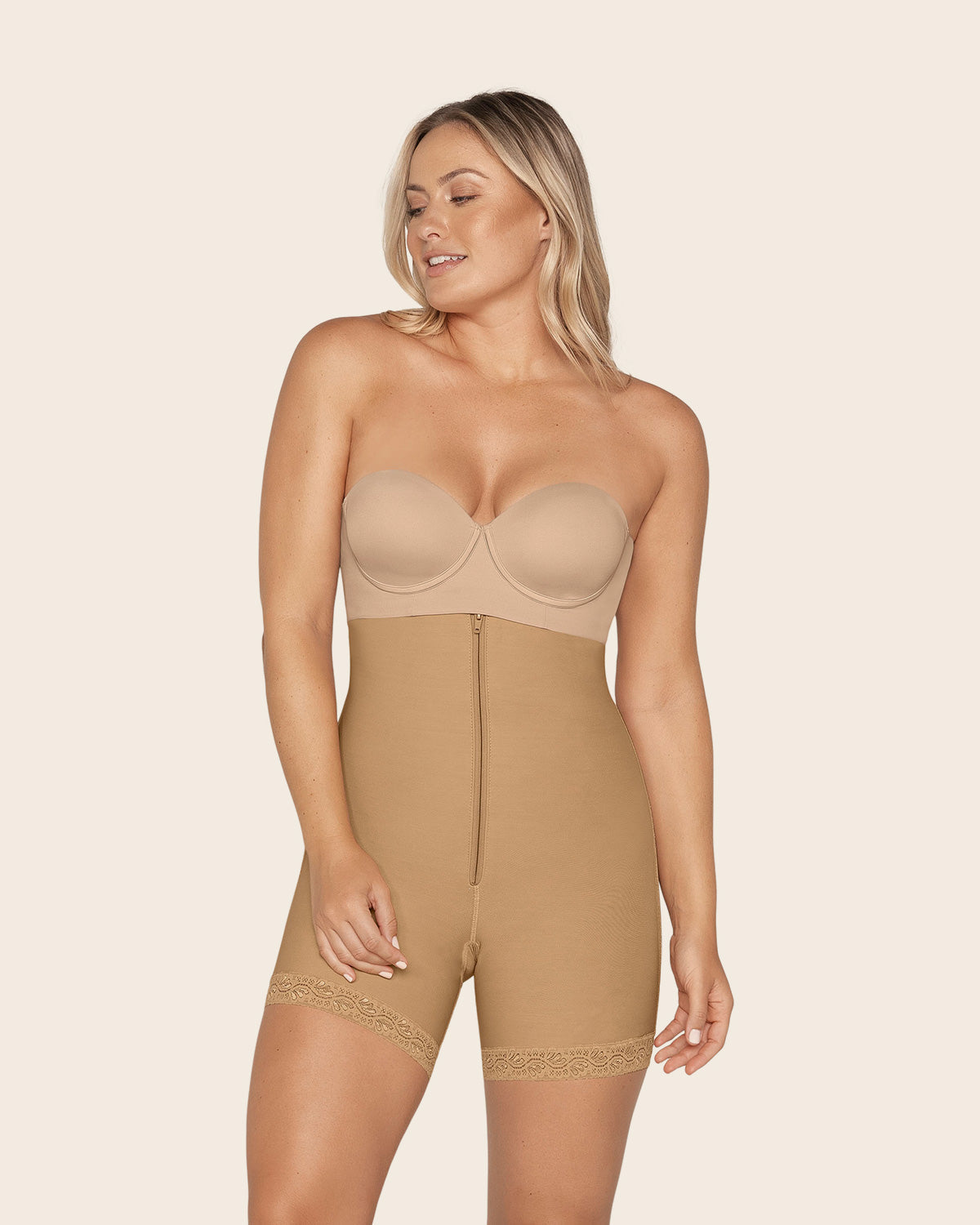 Braga faja tipo short de control fuerte levanta glúteos#color_880-beige