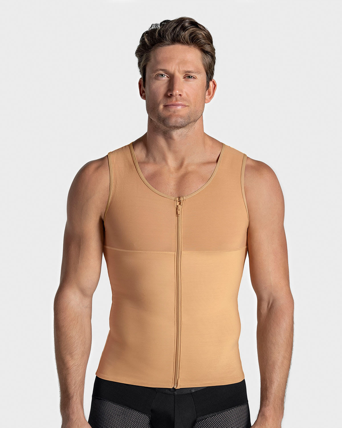 Chaleco masculino de compresión en powerslim#color_864-beige