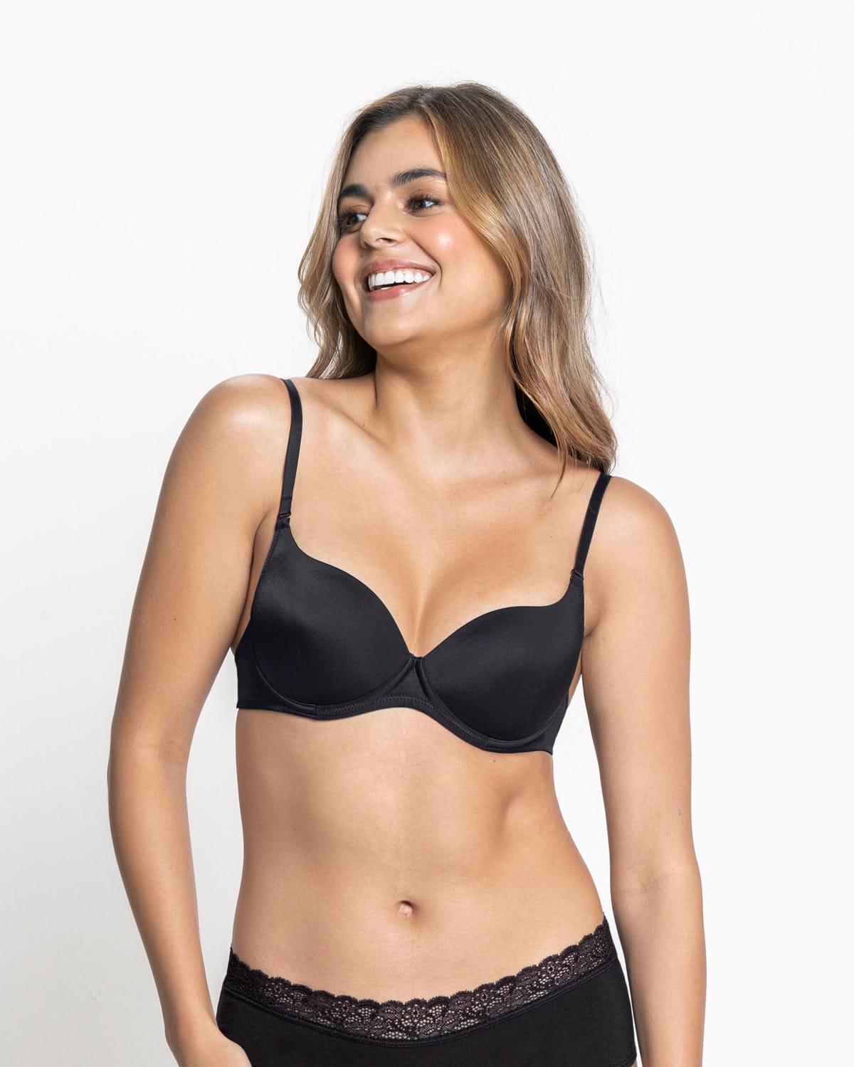 Sujetador push up medio con tirantes multiusos#color_700-negro