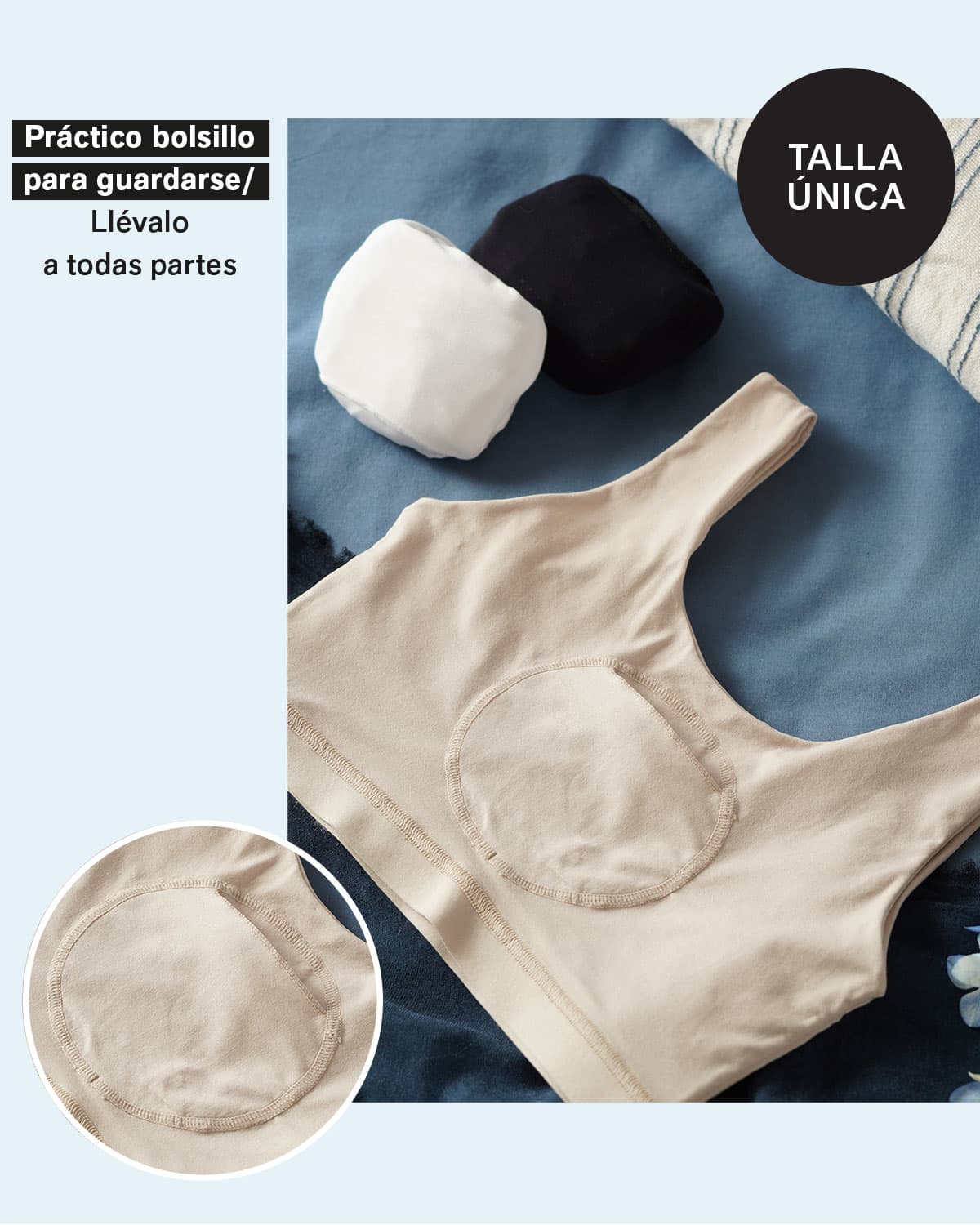 Top talla única ultra cómodo con bolsillo interno para guardarlo pocket bra#all_variants