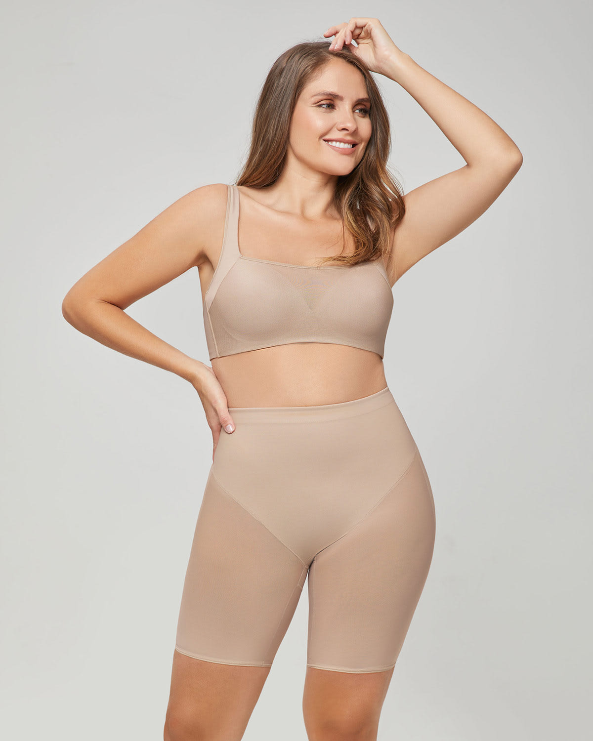 Braga faja tipo short levanta glúteos de control en abdomen#color_802-habano-claro
