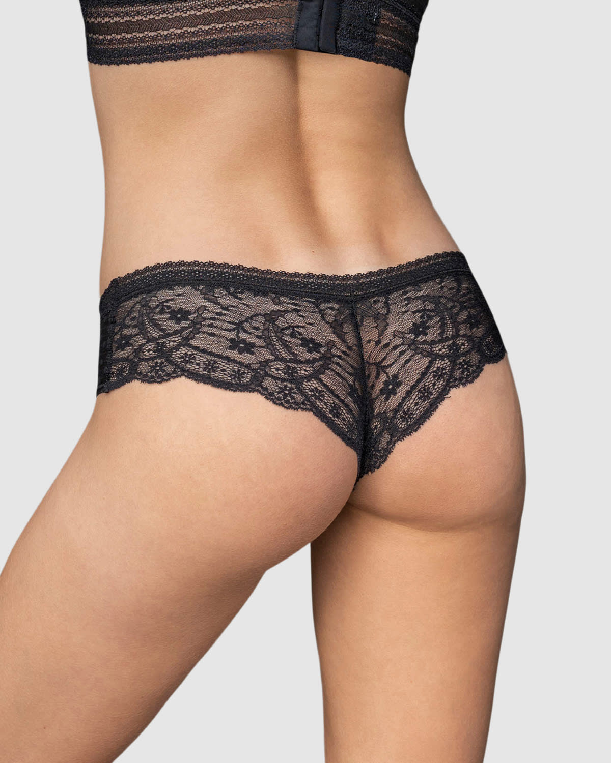 Paquete de 2 braguitas tipo culotte en encaje y blonda#color_s41-perla-negro