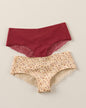 Paquete x 2 panties cacheteros descaderados con encaje#color_s34-rojo-oscuro-marfil-estampado