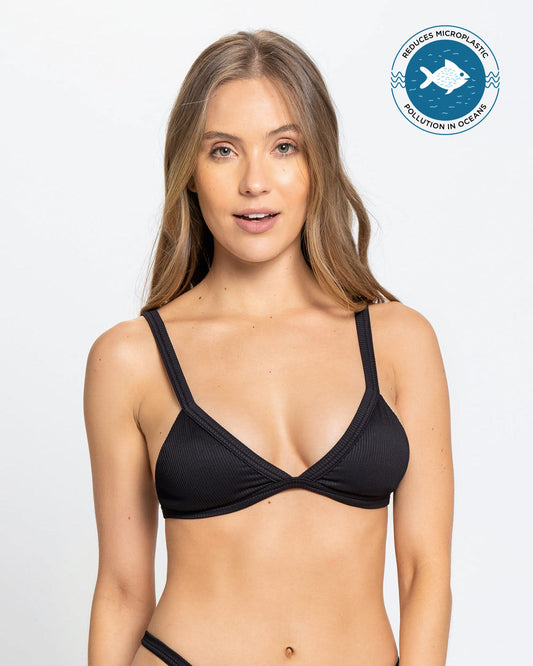 Top acanalado de bikini sin estructuras internas#color_700-negro