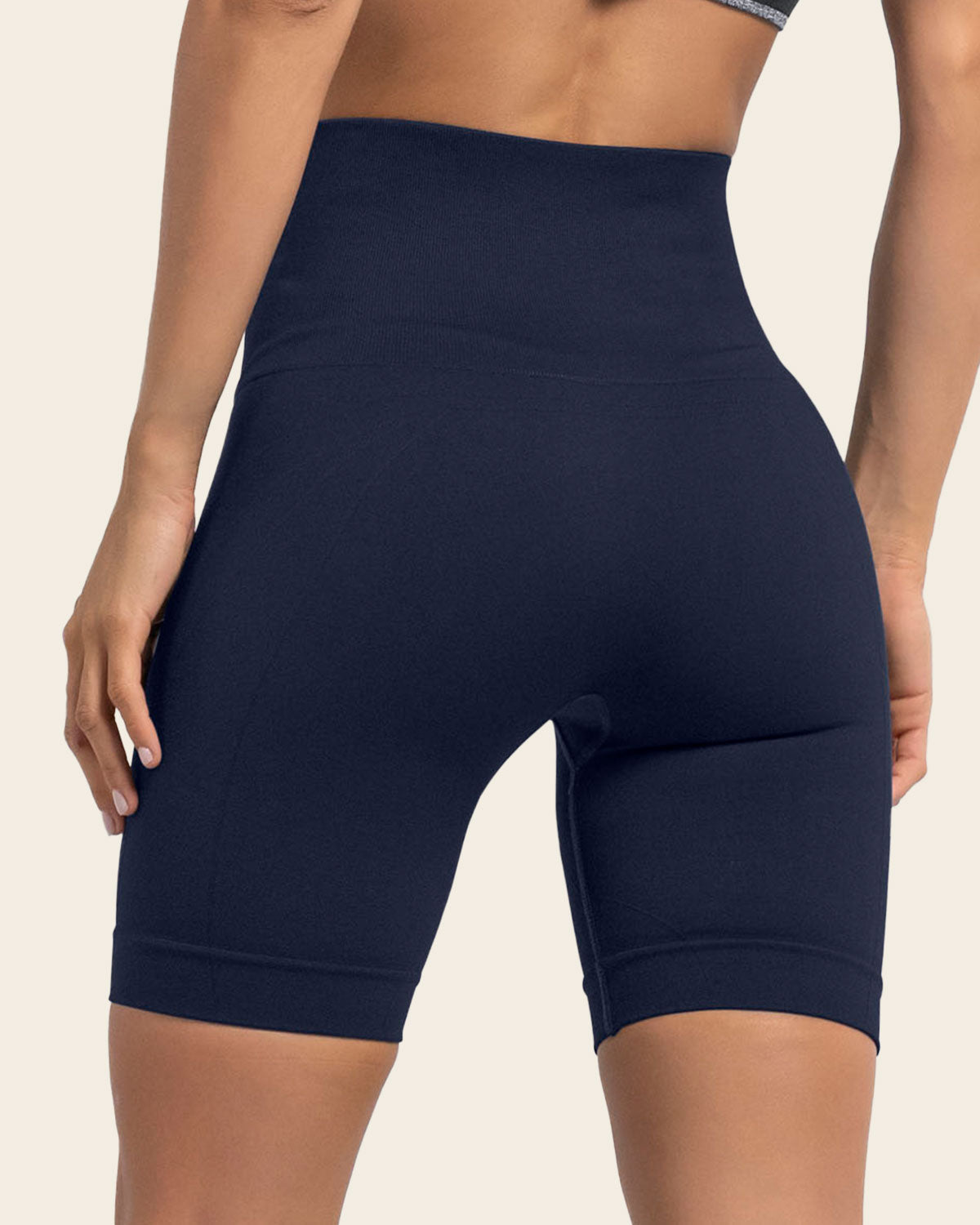 Short ciclista sin costuras con control suave de abdomen#color_588-azul-oscuro