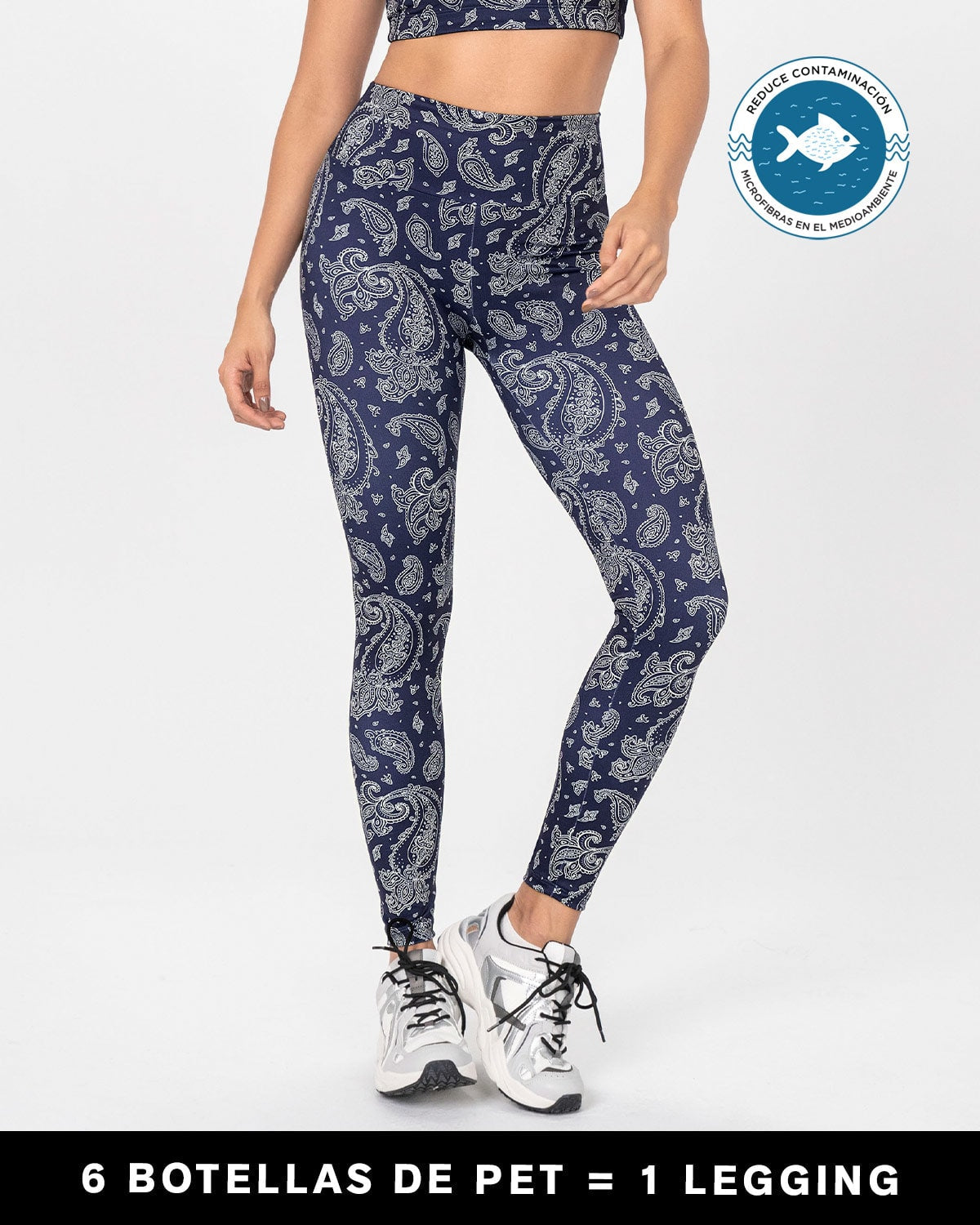 Legging de tiro alto control en abdomen y muslos en material pet reciclado#color_838-estampado-arabescos