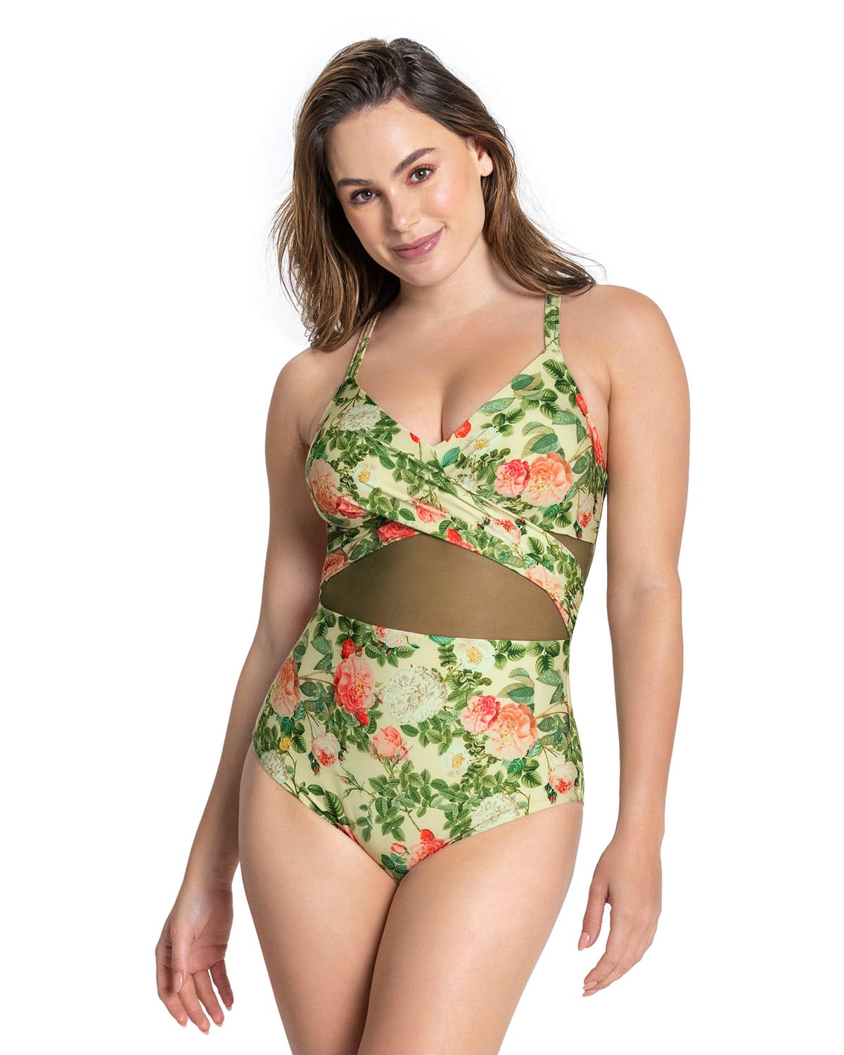 Bañador entero estampado con control suave de abdomen y transparencias#color_898-estampado-flores