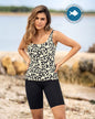 Bañador tankini camiseta + short largo BIO-PET#color_744-estampado-flores-negro