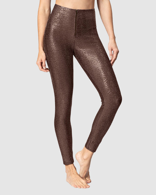 Legging con control de abdomen y acabado brillante#color_087-habano-medio