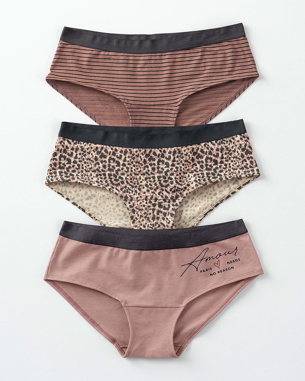 3 braguitas estilo culotte en algodón#color_s43-rayas-animal-print-palo-de-rosa