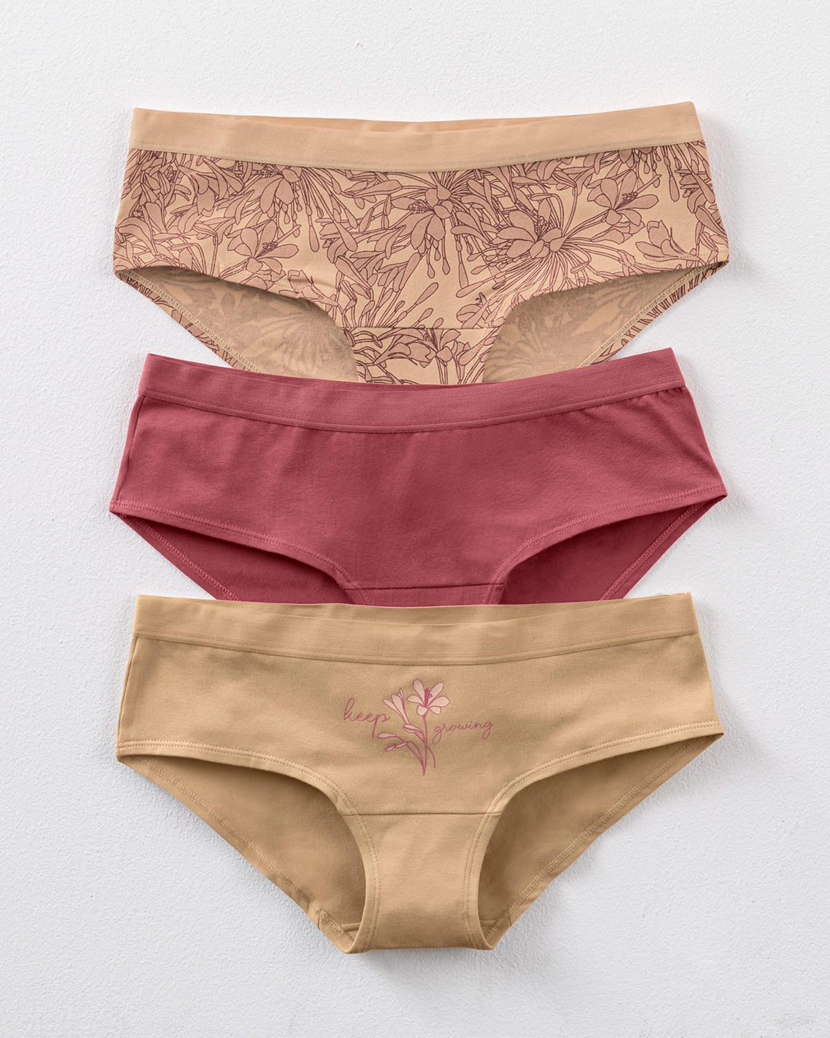 3 braguitas estilo culotte en algodón#color_s44-terracota-estampado-dorado