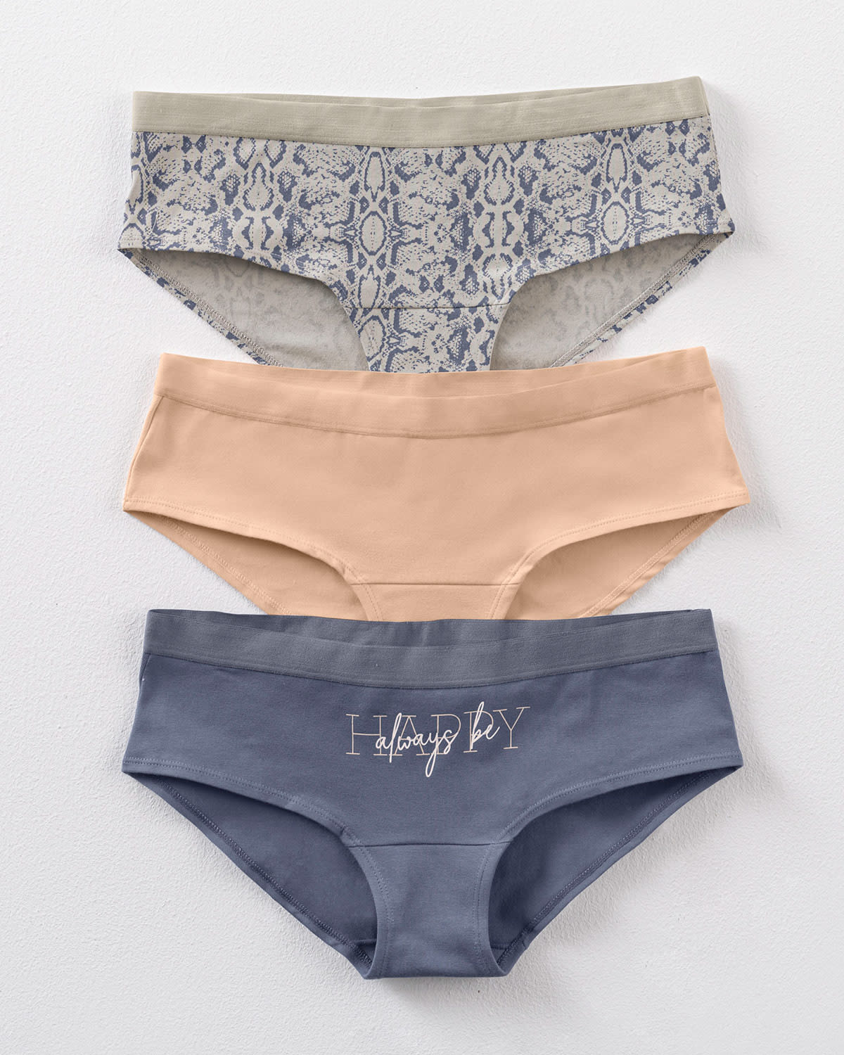 3 braguitas estilo culotte en algodón#color_s45-habano-estampado-gris