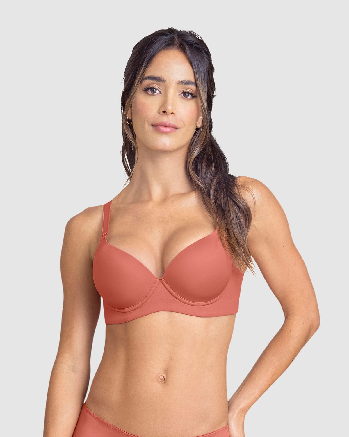 Sujetador triangular de push up alto#color_204-coral