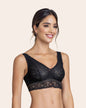 Bralette triangular de encaje en el frente y tela lisa en espalda#color_700-negro